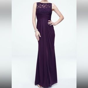 David’s Bridal Bridesmaid Dresses. NWT. Size 4, 2, 8 (left to right). Plum